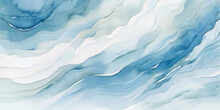 Abstract Soft Blue And White Abstract Water Color Ocean Wave Texture Background. Banner Graphic Resource As Background For Ocean Wave And Water Wave Abstract Graphics.