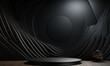 Realistic 3d background with black cylinder podium