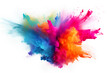 © sirirat - Colorful powder explosion on white background. Abstract pastel color dust particles splash, Holi hai concept