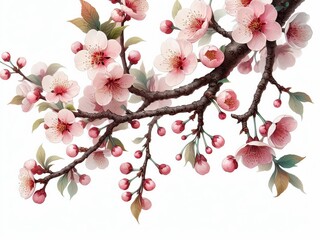 Poster - Beautiful illustration of a blossoming sakura branch. Wonderful spring.