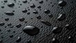 Glistening water drops on a sleek black leather surface create a stunning contrast, Ai Generated.