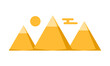 Yellow three egypt ancient pyramids of giza are egyptian pharaoh tomb with sun and cloud vector icon design