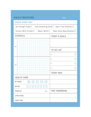   Daily Routine planner. Minimalist planner template set. Vector illustration.	