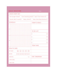   Daily Routine planner. Minimalist planner template set. Vector illustration.	