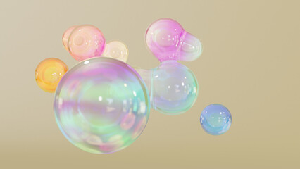 Aufkleber - Abstract floating circles with space on a bright pastel-colored background. a 3D-colored sphere with a color spectrum. Template for a sleek, contemporary gradient. 3D rendering. 