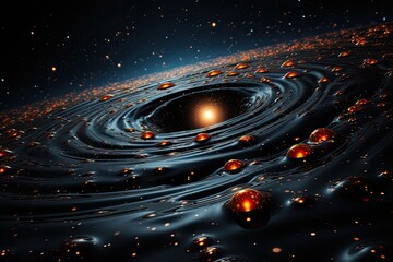 Poster - Abstract representation of a black hole, conveying its mystery and gravitational force, Generative AI