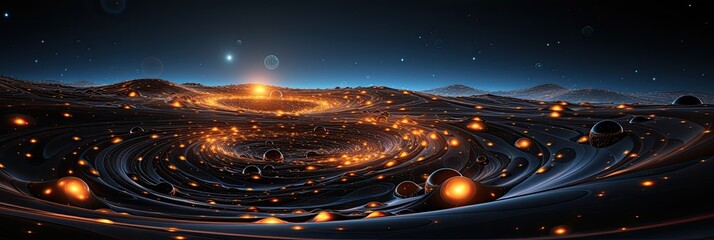 Poster - Abstract representation of a black hole, conveying its mystery and gravitational force, Generative AI