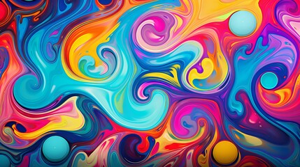 Wall Mural - Psychedelic rainbow liquid background with vibrant colors and swirls