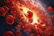 A collection of red blood cells floating effortlessly in mid-air, Red blood cells arterial blood stream health biology, AI Generated