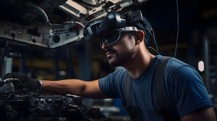 Poster - Person working with VR glasses, Virtual Reality