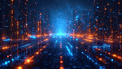 Poster - modern technology and science concept with futuristic abstract background. digital network and cyber
