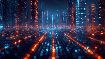 Poster - modern technology and science concept with futuristic abstract background. digital network and cyber