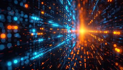 Poster - modern technology and science concept with futuristic abstract background. digital network and cyber