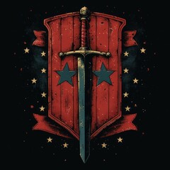 Wall Mural - Sword and shield under starry sky