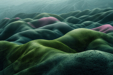 Poster - Surreal colorful landscape inspired by Zhangye Danxia mountains. Background image. Created with Generative AI technology