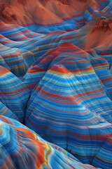Poster - Surreal colorful landscape inspired by Zhangye Danxia mountains. Background image. Created with Generative AI technology
