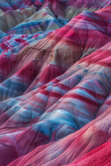 Poster - Surreal colorful landscape inspired by Zhangye Danxia mountains. Background image. Created with Generative AI technology