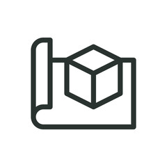 Poster - 3D printing project isolated icon, 3D model file vector symbol with editable stroke