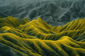 Poster - Surreal colorful landscape inspired by Zhangye Danxia mountains. Background image. Created with Generative AI technology