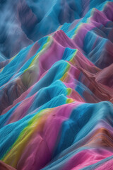 Poster - Surreal colorful landscape inspired by Zhangye Danxia mountains. Background image. Created with Generative AI technology