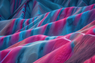 Poster - Surreal colorful landscape inspired by Zhangye Danxia mountains. Background image. Created with Generative AI technology