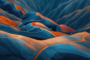 Poster - Surreal colorful landscape inspired by Zhangye Danxia mountains. Background image. Created with Generative AI technology