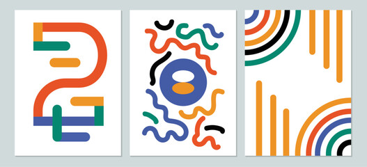 Poster - set of abstract geometric poster. colorful poster wall art. vector