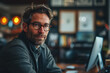 © Sergio - Portrait of a handsome adult male writer sitting at home in his office looking at camera