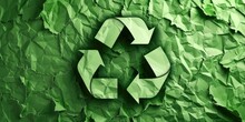 Generative AI, A Recycling Logo Sign Made Of Crumpled Paper, Zero Waste, Reuse Concept With Copy Space	
