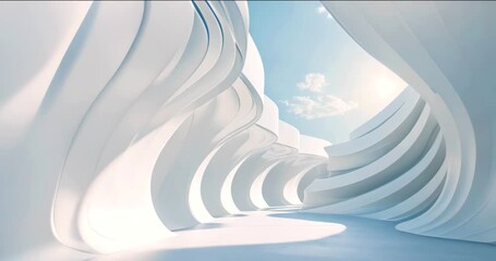 Wall Mural - abstract white architecture interior for design, modern and contemporary indoor and outdoor curved wall on a sunny day