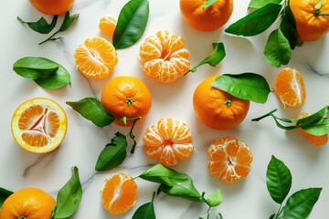 Wall Mural - Mandarin Orange. White Background