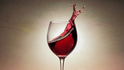 Wall Mural - red wine splashing in a glass isolated on a background