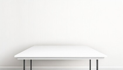 Wall Mural - empty white table on white wall background