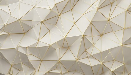 Canvas Print - white low poly background with golden edges 3d rendering