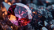 A detailed close-up of a spinel gem, highlighting its various colors and exceptional brilliance in fine detail