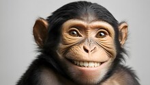 Close-up Of Mixed-Breed Monkey Between Chimpanzee And Bonobo Smiling Bonobo