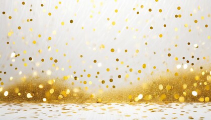 Poster - white background with golden glitter party background with confetti