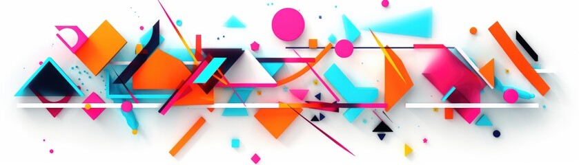 Wall Mural - banner of graphic design with simple geometric shapes. Generative AI