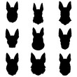 Dog head icon set black silhouette. Different types of dog head art design and vector illustration
