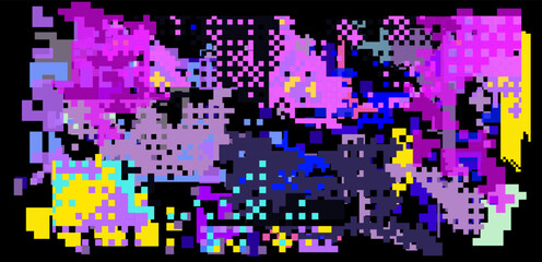 Poster - Glitched abstract background with pixel noise. Concept of bug in program or computer virus.