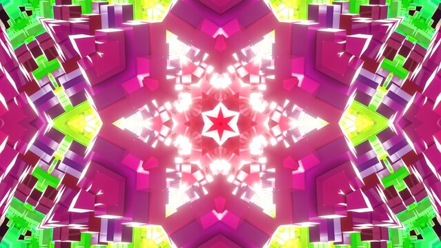 farbenfrohe symetrische Geometrie - farbige Quader, Fraktale, Perspektive, Flächen, Formen, Winkel, Körper, Symmetrie, Rendering