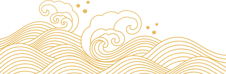 Golden sea wave element vector