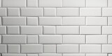 Fototapeta  - White light brick subway tiles wall texture wide background banner panorama, Generative AI