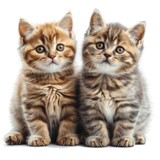 Fototapeta Koty - British Fluffy Kittens On Bright Background