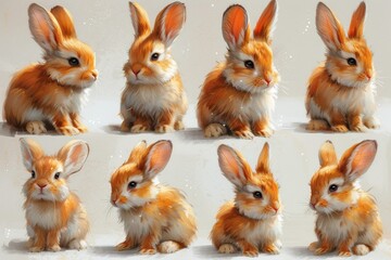 Wall Mural - Adorable, cute and fluffy rabbits embody the charm of wild nature.