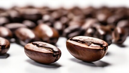 Wall Mural - close up coffee bean in white background