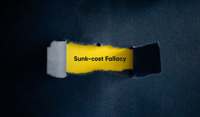 Wall Mural - Sunk-cost Fallacy Banner. Irrational Decision Making, Cognitive Bias, Flawed Logic.