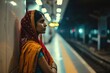 © Straxer - Young Indian woman waiting for a train at subway station, India