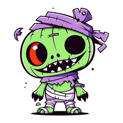 Wall Mural - Chibi zombie monster game character. Cute Zombie monster cartoon.