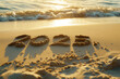 Photo of 2025 year text made out of sand